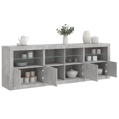 vidaXL Sideboard with LED Lights Concrete Grey 202x37x67 cm