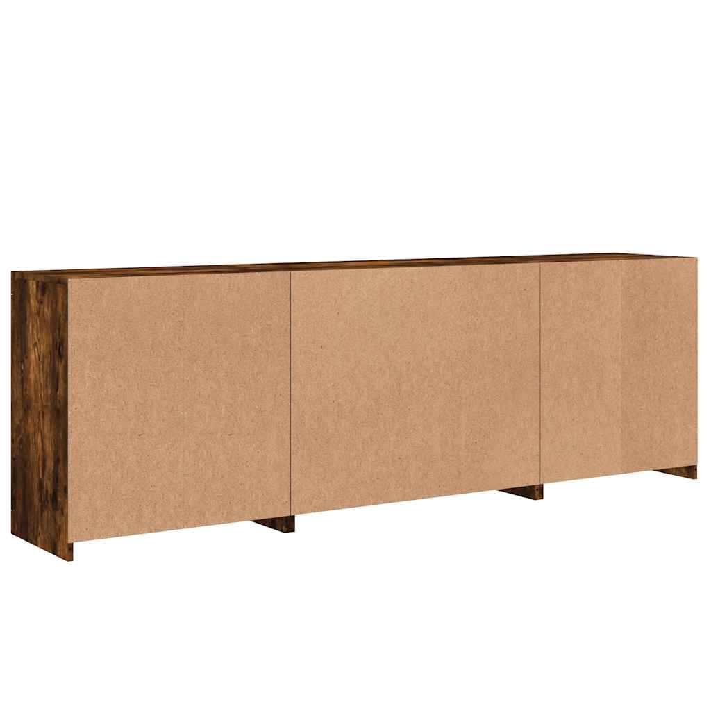 vidaXL Sideboard with LED Lights Smoked Oak 202x37x67 cm