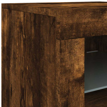 vidaXL Sideboard with LED Lights Smoked Oak 202x37x67 cm
