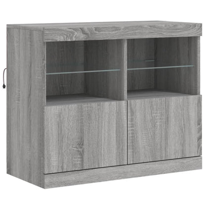 vidaXL Sideboard with LED Lights Grey Sonoma 202x37x67 cm