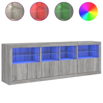 vidaXL Sideboard with LED Lights Grey Sonoma 202x37x67 cm