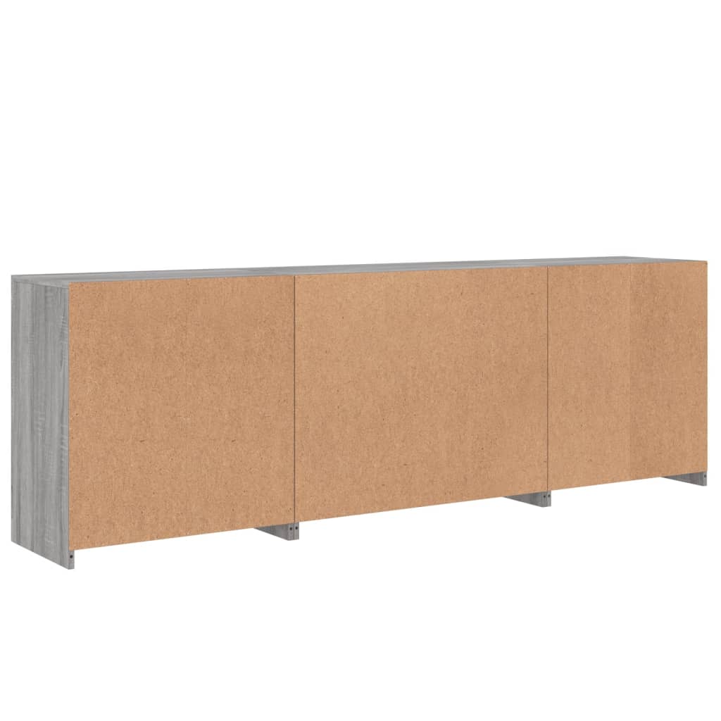 vidaXL Sideboard with LED Lights Grey Sonoma 202x37x67 cm