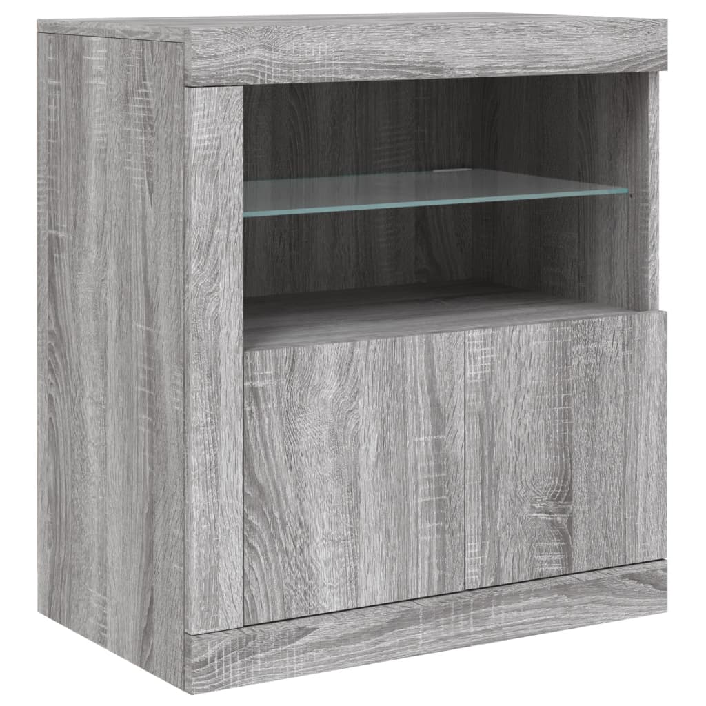 vidaXL Sideboard with LED Lights Grey Sonoma 202x37x67 cm