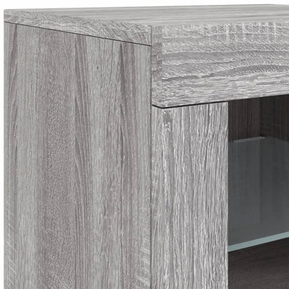 vidaXL Sideboard with LED Lights Grey Sonoma 202x37x67 cm