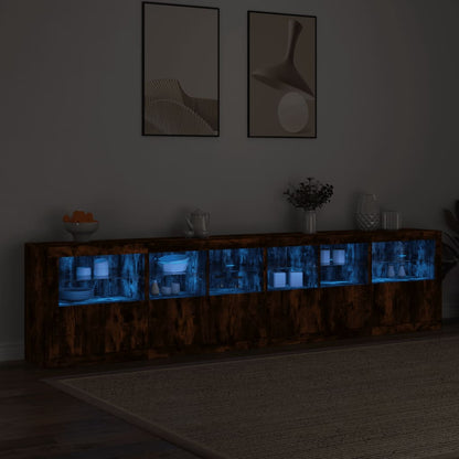 vidaXL Sideboard with LED Lights Smoked Oak 283x37x67 cm