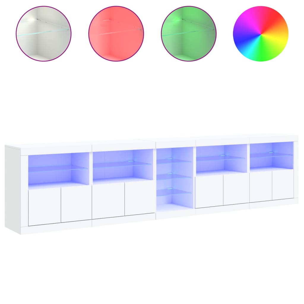 vidaXL Sideboard with LED Lights White 283x37x67 cm