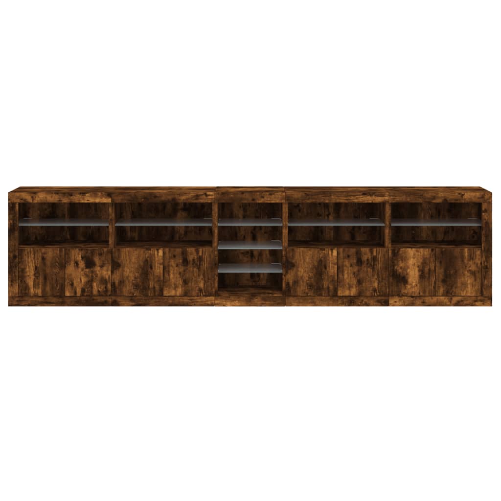 vidaXL Sideboard with LED Lights Smoked Oak 283x37x67 cm