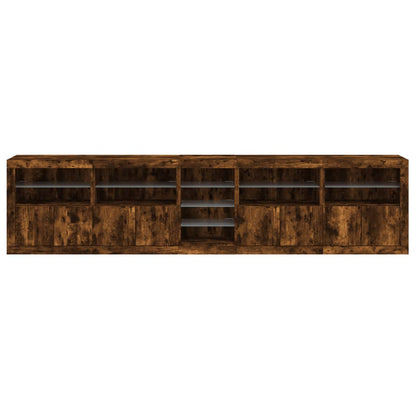 vidaXL Sideboard with LED Lights Smoked Oak 283x37x67 cm