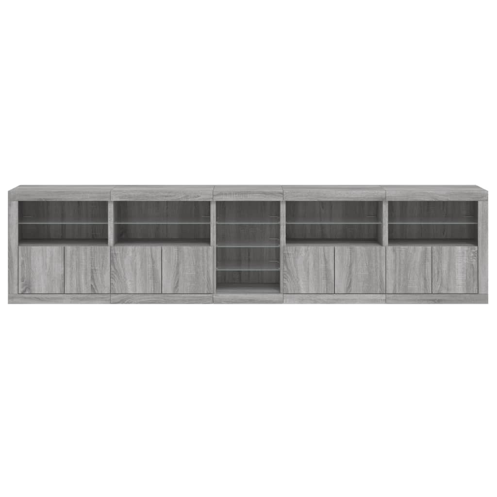 vidaXL Sideboard with LED Lights Grey Sonoma 283x37x67 cm