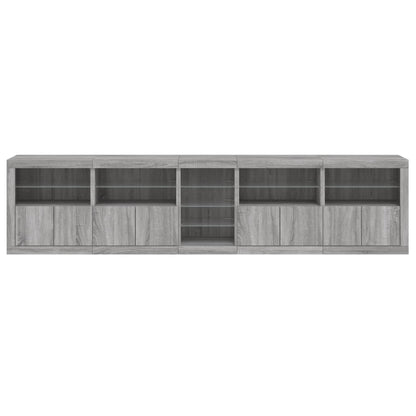 vidaXL Sideboard with LED Lights Grey Sonoma 283x37x67 cm