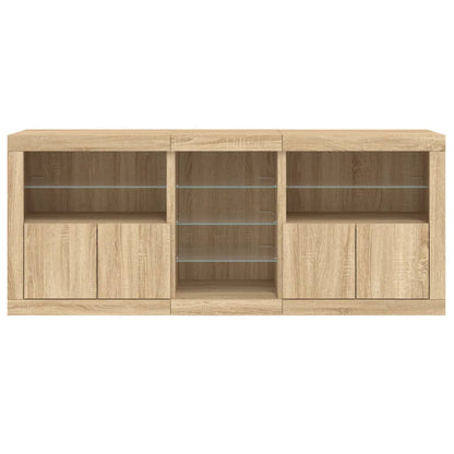 vidaXL Sideboard with LED Lights Sonoma Oak 162x37x67 cm
