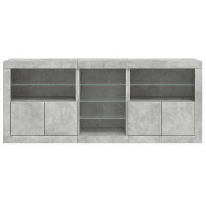 vidaXL Sideboard with LED Lights Concrete Grey 162x37x67 cm