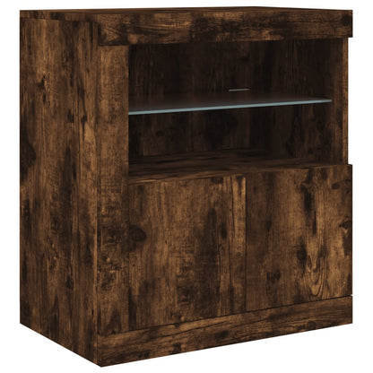 vidaXL Sideboard with LED Lights Smoked Oak 162x37x67 cm