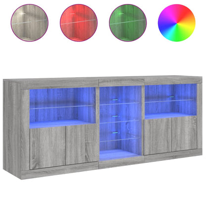 vidaXL Sideboard with LED Lights Grey Sonoma 162x37x67 cm