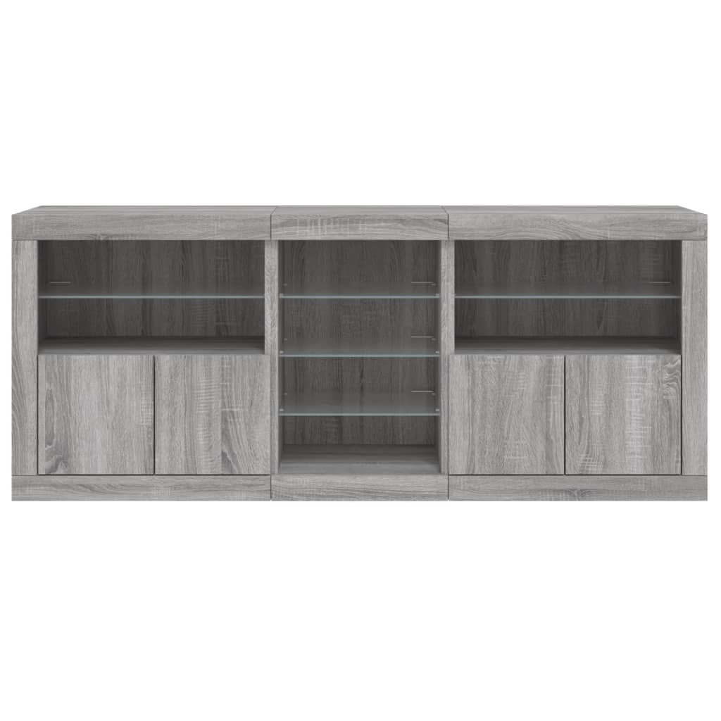 vidaXL Sideboard with LED Lights Grey Sonoma 162x37x67 cm