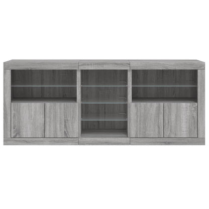 vidaXL Sideboard with LED Lights Grey Sonoma 162x37x67 cm