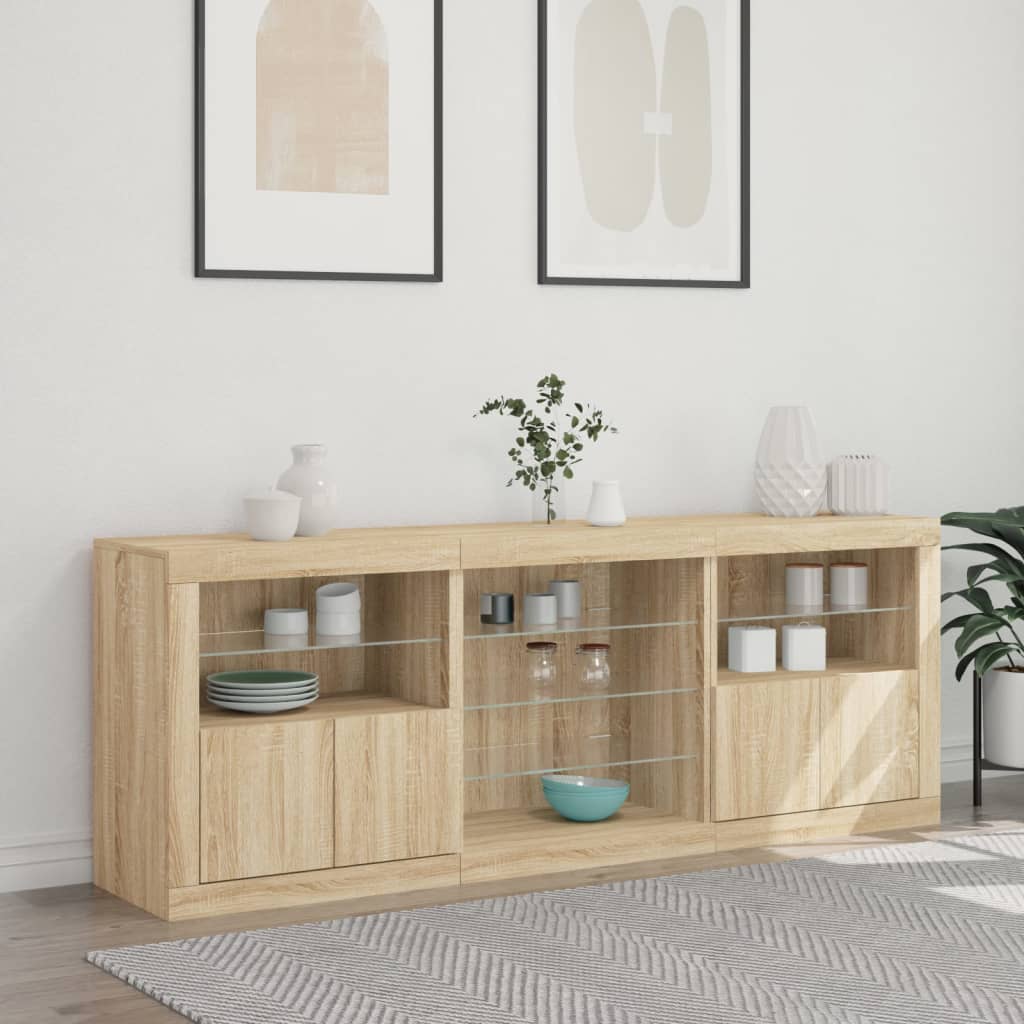 vidaXL Sideboard with LED Lights Sonoma Oak 181,5x37x67 cm