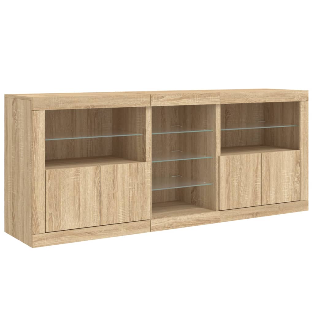 vidaXL Sideboard with LED Lights Sonoma Oak 181,5x37x67 cm