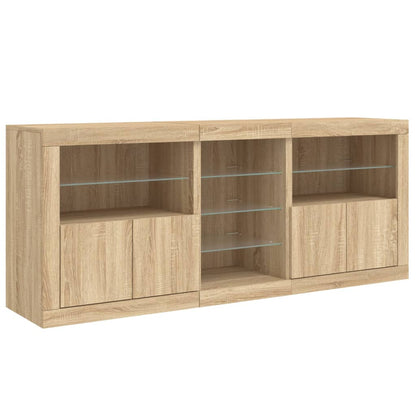 vidaXL Sideboard with LED Lights Sonoma Oak 181,5x37x67 cm