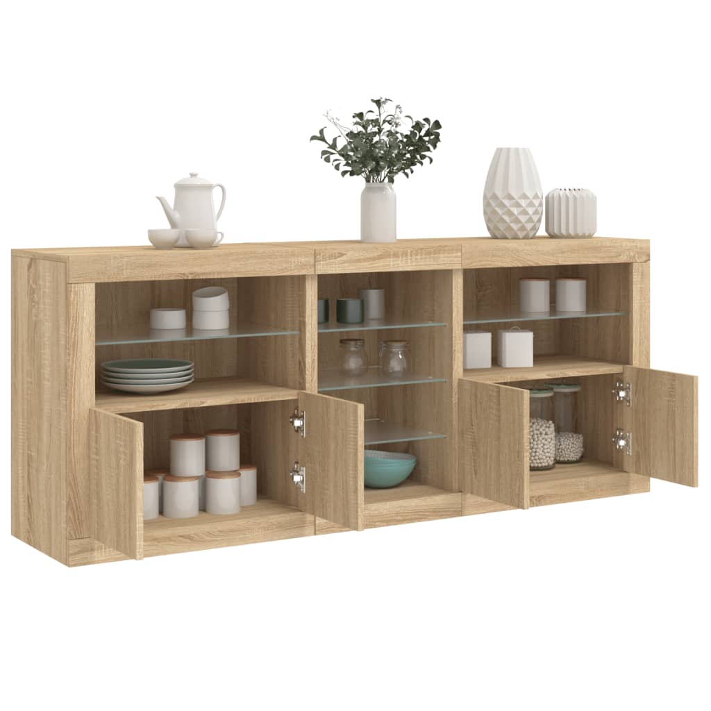 vidaXL Sideboard with LED Lights Sonoma Oak 181,5x37x67 cm