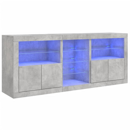vidaXL Sideboard with LED Lights Concrete Grey 181,5x37x67 cm
