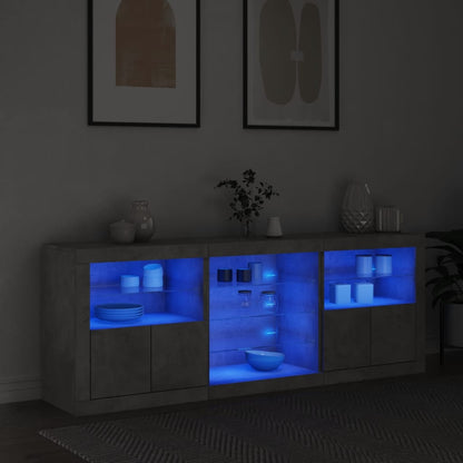 vidaXL Sideboard with LED Lights Concrete Grey 181,5x37x67 cm