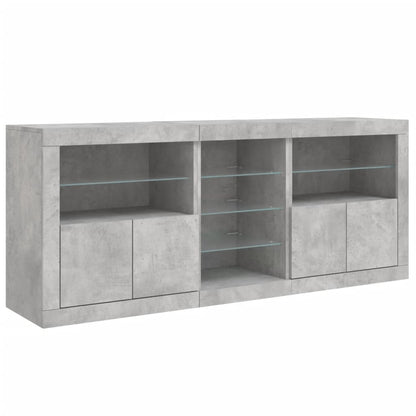 vidaXL Sideboard with LED Lights Concrete Grey 181,5x37x67 cm