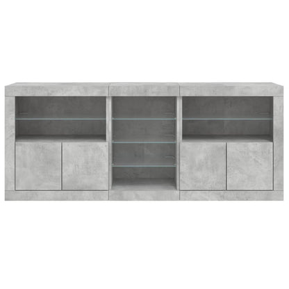 vidaXL Sideboard with LED Lights Concrete Grey 181.5x37x67 cm