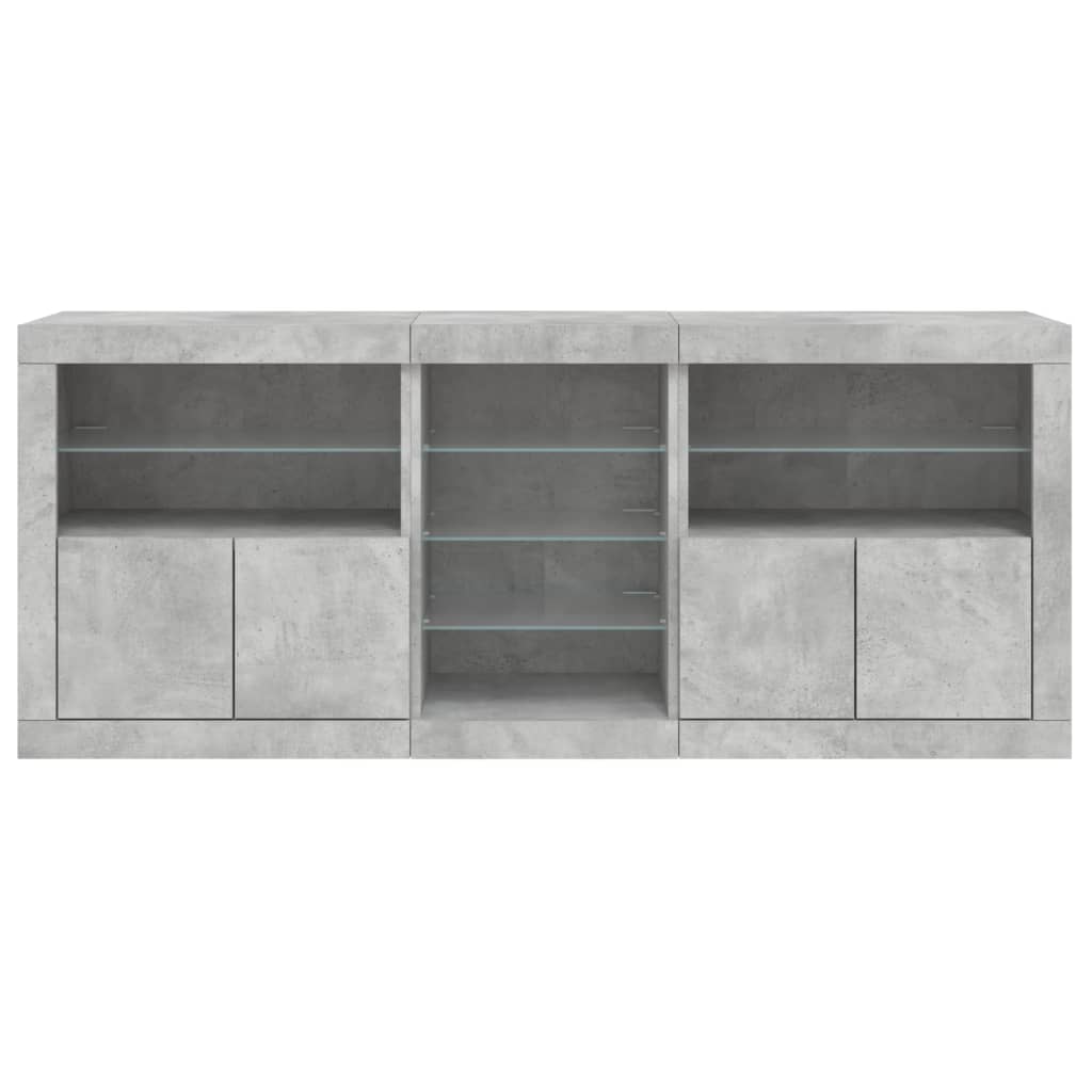 vidaXL Sideboard with LED Lights Concrete Grey 181,5x37x67 cm