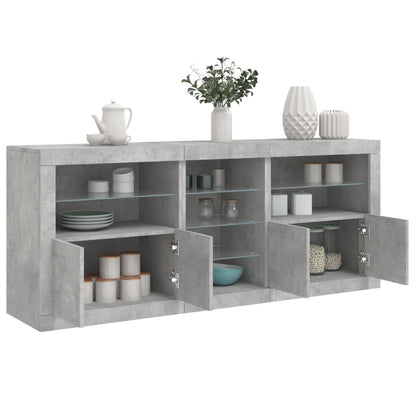 vidaXL Sideboard with LED Lights Concrete Grey 181,5x37x67 cm