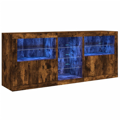 vidaXL Sideboard with LED Lights Smoked Oak 181,5x37x67 cm