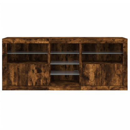 vidaXL Sideboard with LED Lights Smoked Oak 181,5x37x67 cm