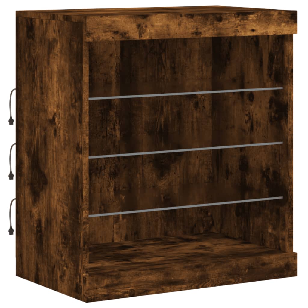 vidaXL Sideboard with LED Lights Smoked Oak 181,5x37x67 cm