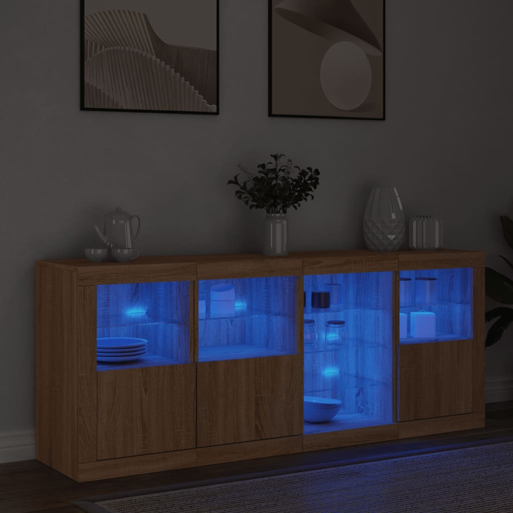 vidaXL Sideboard with LED Lights Sonoma Oak 164x37x67 cm