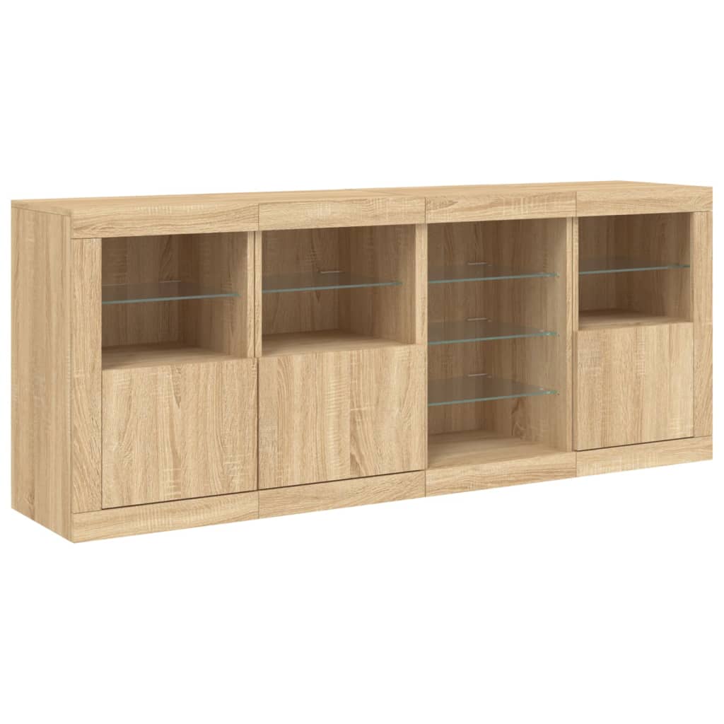 vidaXL Sideboard with LED Lights Sonoma Oak 164x37x67 cm