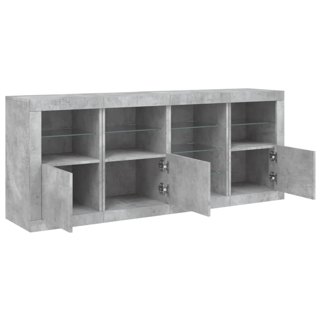 vidaXL Sideboard with LED Lights Concrete Grey 164x37x67 cm