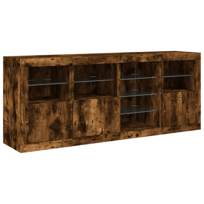 vidaXL Sideboard with LED Lights Smoked Oak 164x37x67 cm