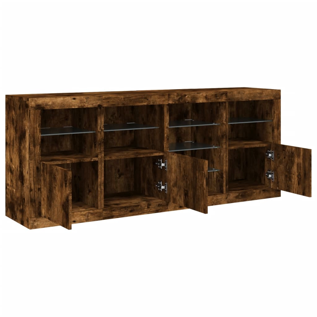 vidaXL Sideboard with LED Lights Smoked Oak 164x37x67 cm