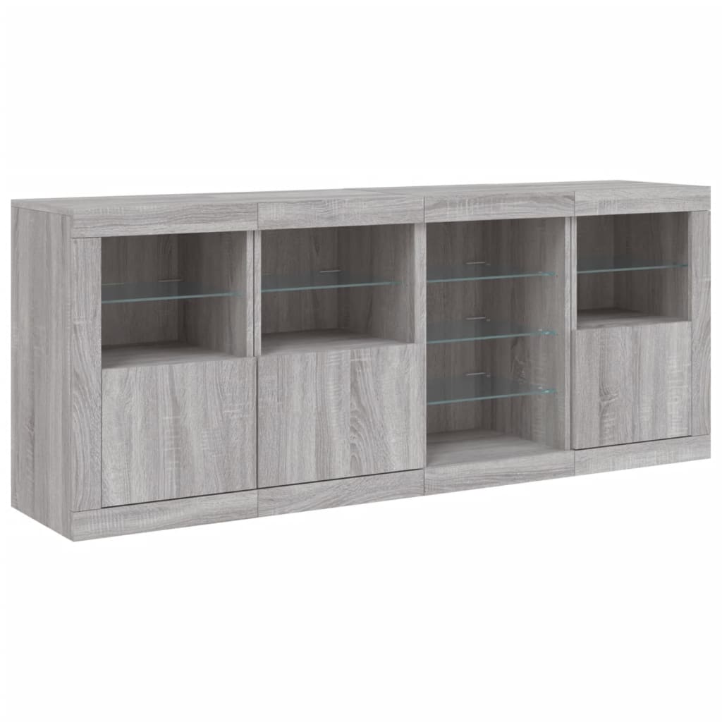 vidaXL Sideboard with LED Lights Grey Sonoma 164x37x67 cm