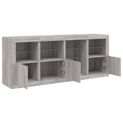 vidaXL Sideboard with LED Lights Grey Sonoma 164x37x67 cm
