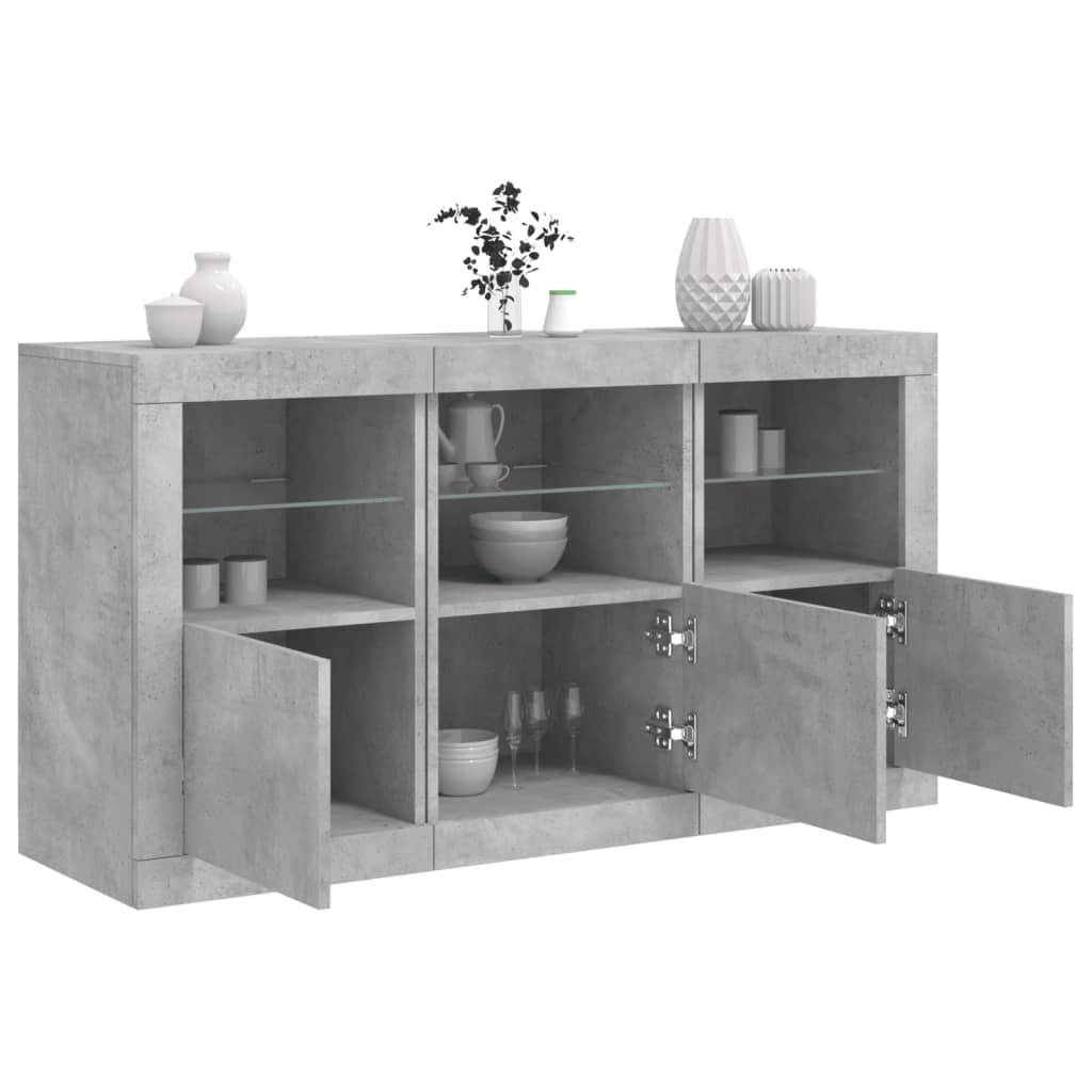 vidaXL Sideboard with LED Lights Concrete Grey 123x37x67 cm