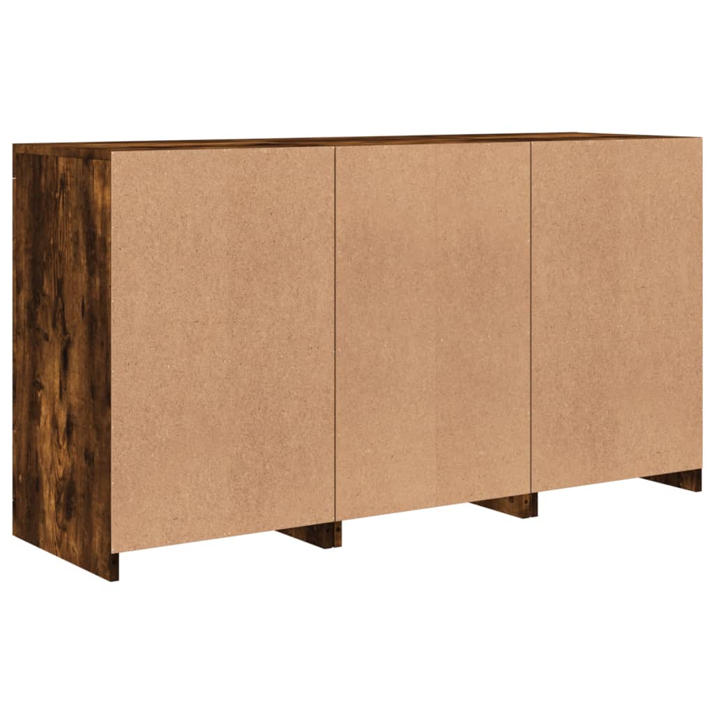 vidaXL Sideboard with LED Lights Smoked Oak 123x37x67 cm
