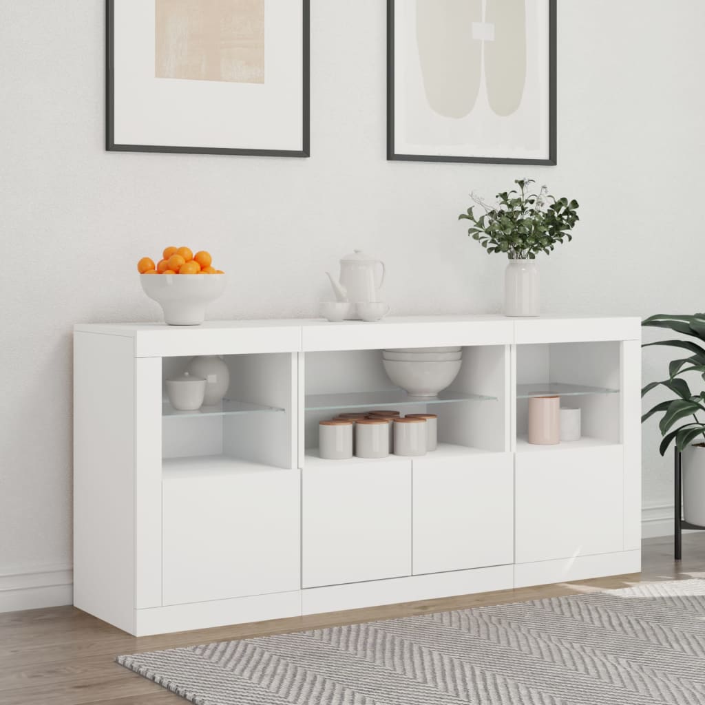 vidaXL Sideboard with LED Lights White 142,5x37x67 cm