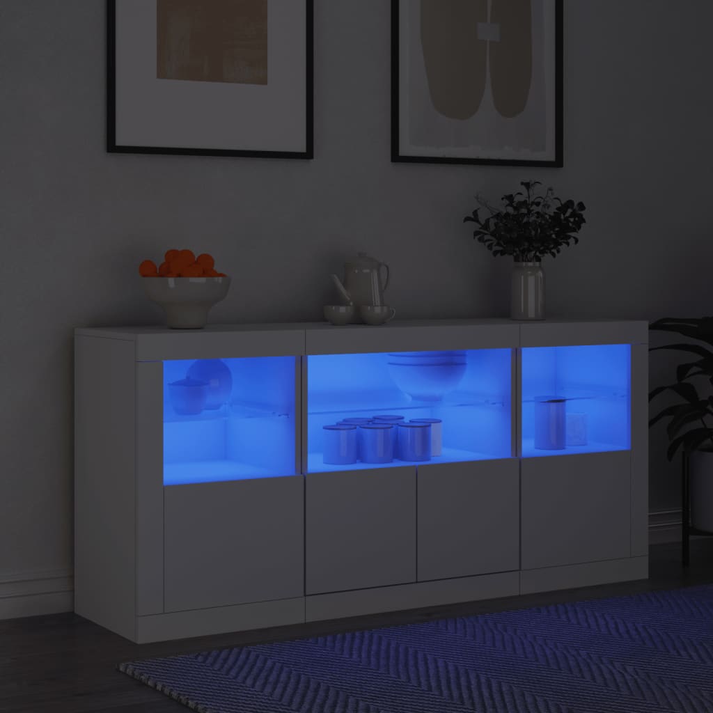 vidaXL Sideboard with LED Lights White 142,5x37x67 cm