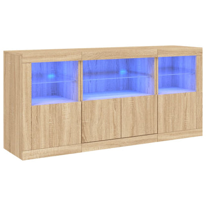vidaXL Sideboard with LED Lights Sonoma Oak 142,5x37x67 cm