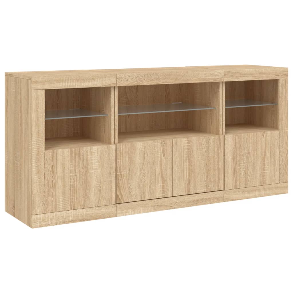 vidaXL Sideboard with LED Lights Sonoma Oak 142,5x37x67 cm
