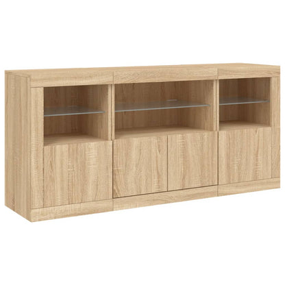 vidaXL Sideboard with LED Lights Sonoma Oak 142,5x37x67 cm