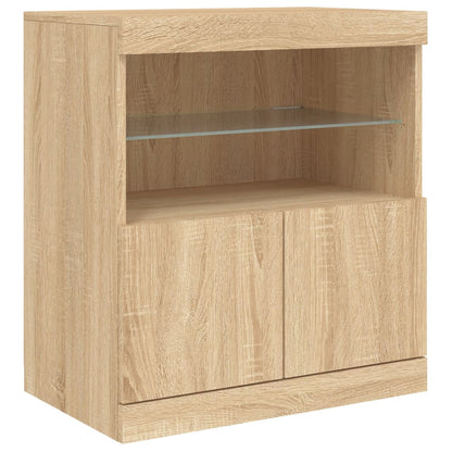 vidaXL Sideboard with LED Lights Sonoma Oak 142.5x37x67 cm