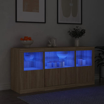vidaXL Sideboard with LED Lights Sonoma Oak 142,5x37x67 cm