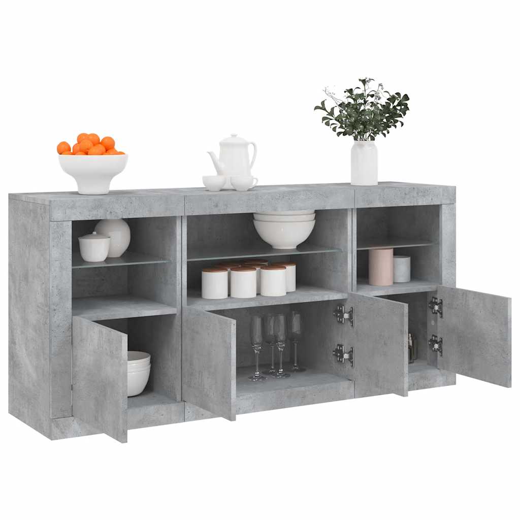 vidaXL Sideboard | Concrete grey | Engineered wood, glass | Medium | Sideboard